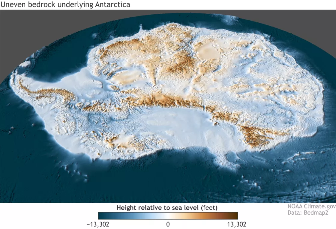 BedMap2 map of Antarctic bedrock