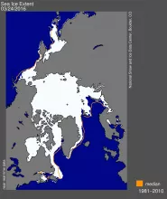 Arctic sea ice extent on March 24, 2016, averaged 14.52 million square kilometers 