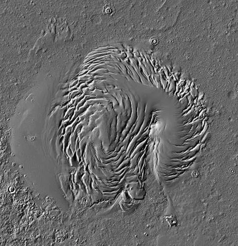 Satellite image of the North Polar Cap of Mars, showing dune fields