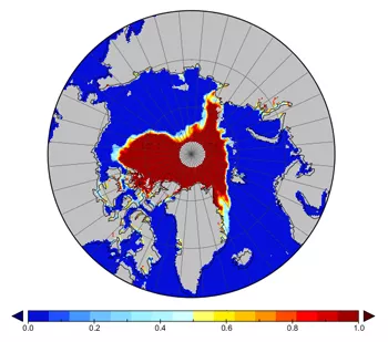 September 2007 Arctic sea ice concentration