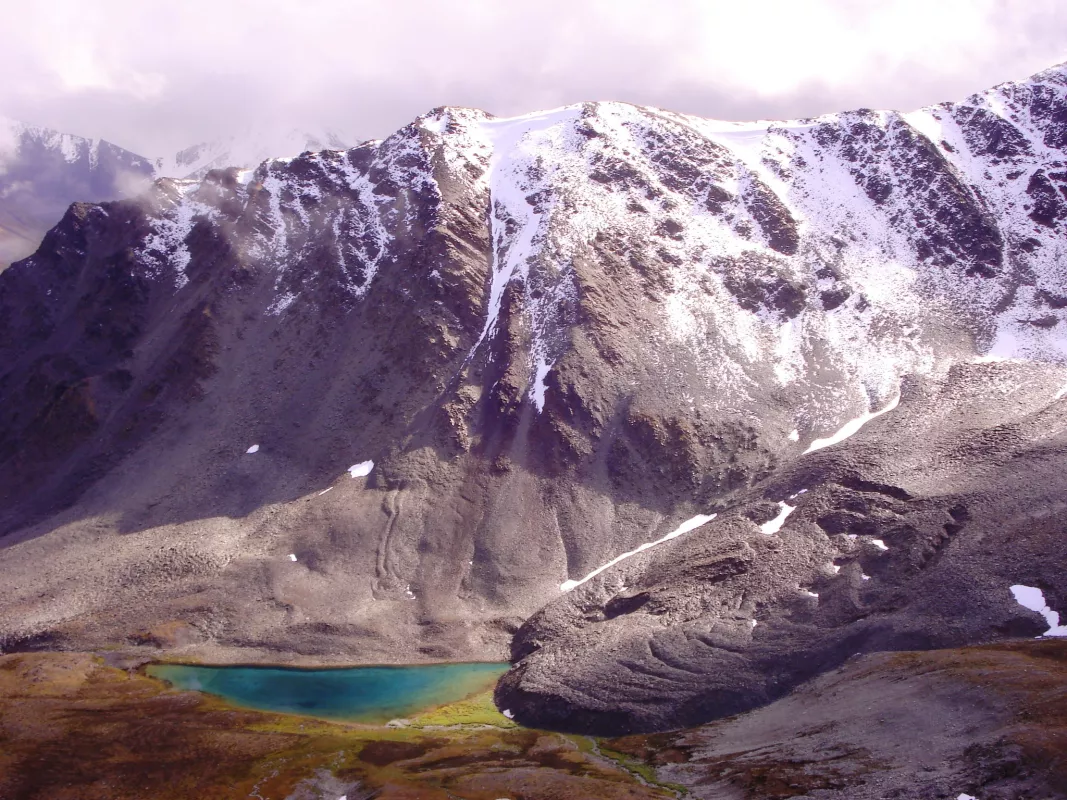 A rock glacier flows in the Canadian Rockies