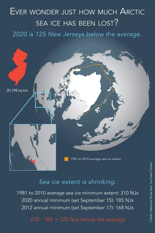 Arctic sea ice loss measured in Jerseys