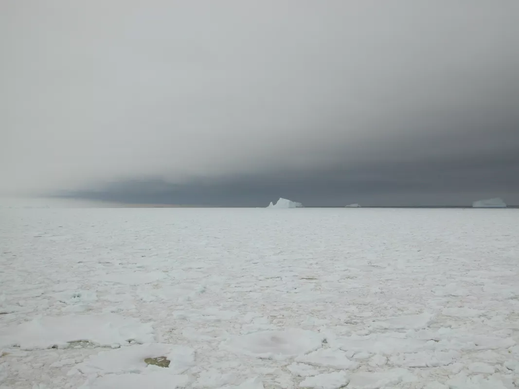 A water sky appears on the horizon in Antarctica