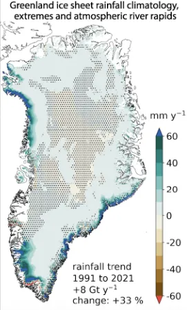 Greenland rainfall trend map