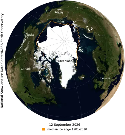 Arcftic sea ice extent mapped onto "blue marble" globe Arcftic sea ice extent mapped onto "blue marble" globe