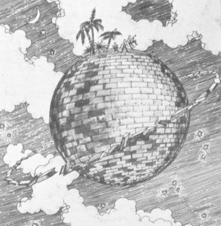 Illustration of Edward Everett Hale's "Brick Moon"