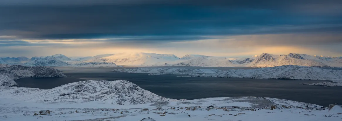 snow covered mountains in Nunatsiavut, Canada