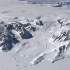 aerial photo of glacier in Antarctica