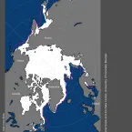 Sea ice extent map, February 2025