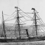 This image of a wooden engraving depicts the USS Jeannette as it leaves San Francisco in 1879, en route to the North Pole. Credit: US Naval History and Heritage Command Photograph