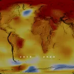 Graphic showing global temperature average between 2016 and 2020