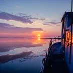 Boat in sea ice waters