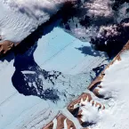 Satellite image of glacier calving