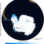 Antarctic sea ice extent on February 26, 2026