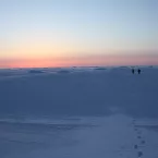Walking together on winter shorefast sea ice in the Chukchi Sea. Credit: Matthew Druckenmiller