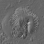 Satellite image of North Polar Cap of Mars, showing dune fields