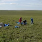 Researchers drill a permafrost core in Alaska