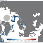 This maps show trend for Arctic Sea Ice as part of the Sea Ice Analysis Tool