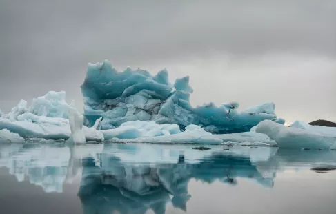 Icebergs drift off of Antarctica