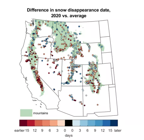 Snow-disappearance anomaly map