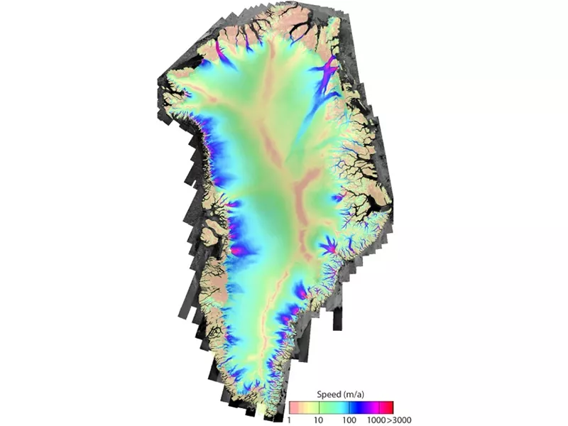 Greenland ice velocity map
