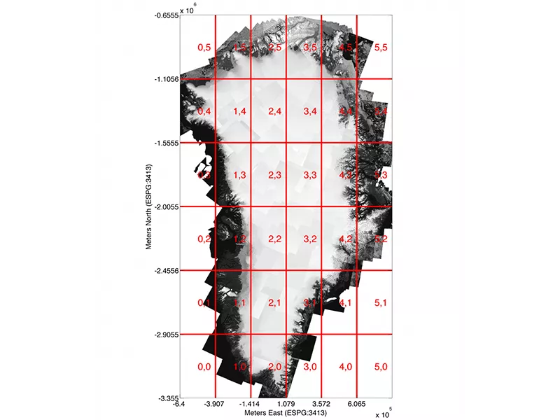 Tile identifiers of Greenland mosaic