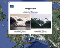 Photographs of the Toboggan glacier, Alaska from 1909 and 2000