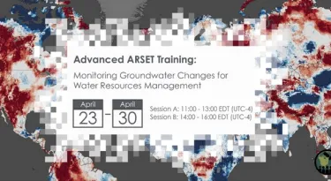 Global shallow groundwater from 2003 to 2021, with ARSET training details overtop