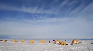 Cavity Camp on the Eastern Thwaites Glacier Ice Shelf