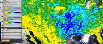 Screenshot of SMAP soil moisture data displayed in Worldview